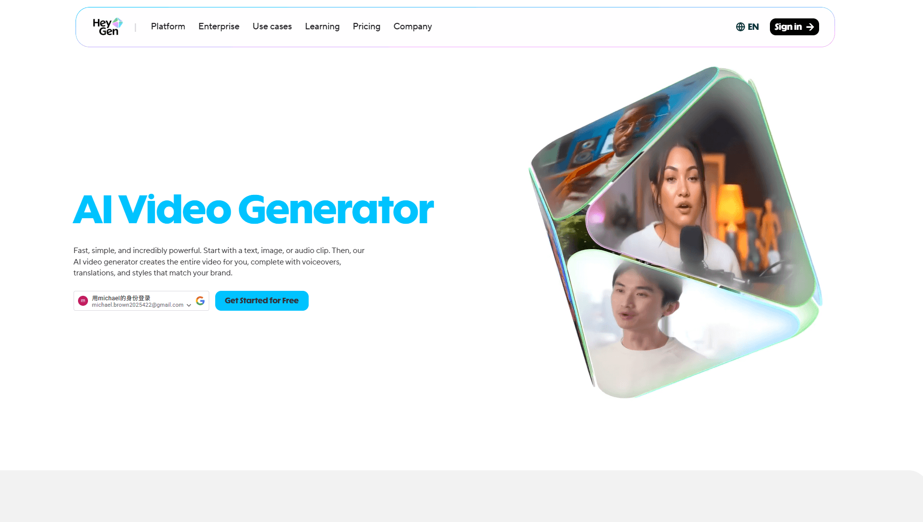 HeyGen interface preview in SkyReels V4 alternatives comparison for AI video generator features